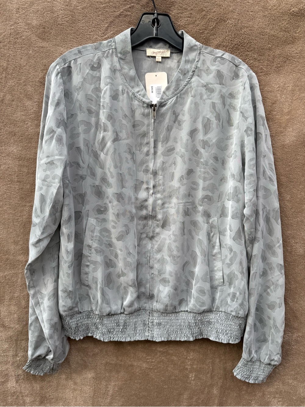 Mystree Gray Animal Print Sheer Jacket